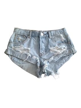 One Teaspoon Light Blue Distressed Denim Cutoff Shorts